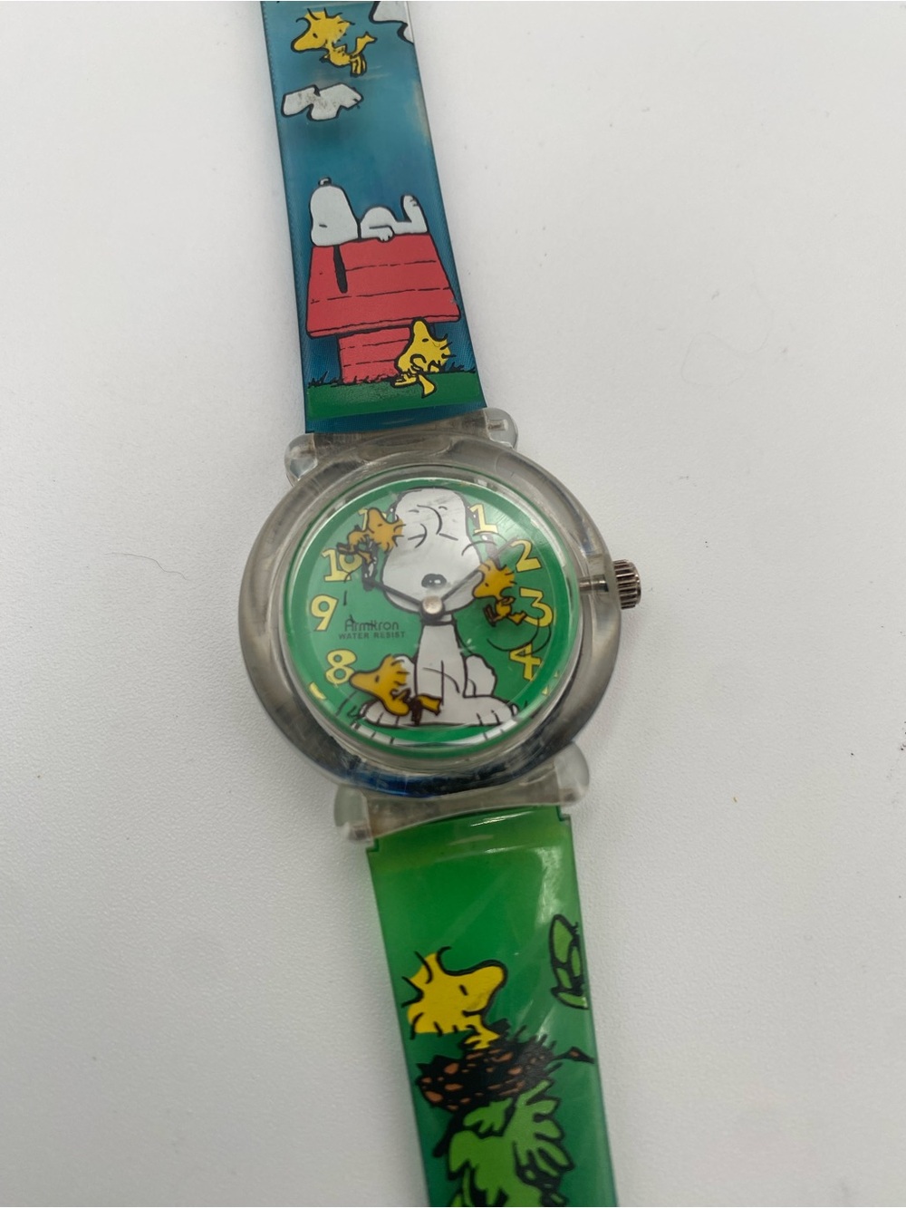 Vintage Snoopy & Woodstock Kids Watch - Green Strap rare